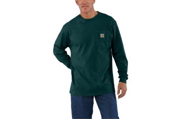 Image of Carhartt Workwear Pkt Long Sleeve T-shirt - Mens, Hunter Green Heather, XXL-REG K126-393-REG-XXL