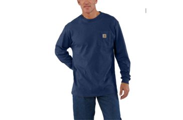 Image of Carhartt Workwear Pkt Long Sleeve T-shirt - Mens, Dark Cobalt Blue Heather, L-REG K126-413-REG-LRG