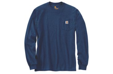 Image of Carhartt Workwear Pkt Long Sleeve T-shirt - Mens, Dark Cobalt Blue Heather, L-REG K126-413-REG-LRG
