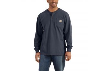 Image of Carhartt Workwear Pocket Long Sleeve Henley for Mens, Bluestone, Small/Regular K128-BLS-REG-SML