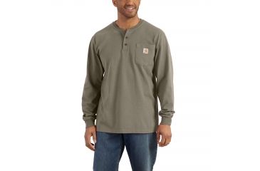 Image of Carhartt Workwear Pocket Long Sleeve Henley for Mens, Desert, Small/Regular K128-DES-REG-SML