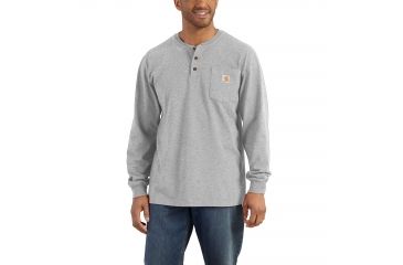 Image of Carhartt Workwear Pocket Long Sleeve Henley for Mens, Heather Gray, Extra Large/Regular K128-HGY-REG-XLG