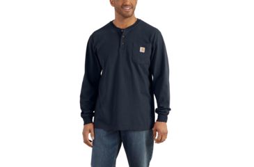 Image of Carhartt Workwear Pocket Long Sleeve Henley for Mens, Navy, Extra Large/Regular K128-NVY-REG-XLG