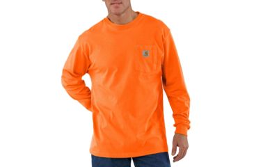 Image of Carhartt Workwear Pocket Long Sleeve T-Shirt for Mens, Orange, Small/Regular K126-ORG-REG-SML