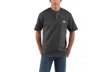 Image of Carhartt Workwear Pocket Short Sleeve Henley for Mens, Carbon Heather, Small/Regular K84-026-REG-SML