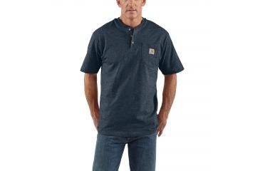 Image of Carhartt Workwear Pocket Short Sleeve Henley for Mens, Dark Cobalt Blue Heather, Small/Regular K84-413-REG-SML