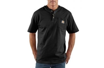 Image of Carhartt Workwear Pocket Short Sleeve Henley for Mens, Black, Small/Regular K84-BLK-REG-SML