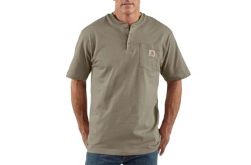 Image of Carhartt Workwear Pocket Short Sleeve Henley for Mens, Desert, 3XL/Tall K84-DES-TLL-3XL