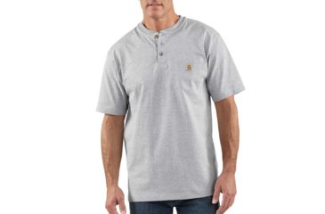 Image of Carhartt Workwear Pocket Short Sleeve Henley for Mens, Heather Gray, Small/Regular K84-HGY-REG-SML