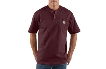 Image of Carhartt Workwear Pocket Short Sleeve Henley for Mens, Port, Small/Regular K84-PRT-REG-SML
