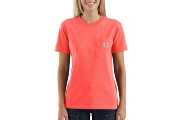 Image of Carhartt Workwear Pocket Short-Sleeve T-Shirt - Womens, Hot Coral Heather, Extra Large, 103067-O13-REG-XL