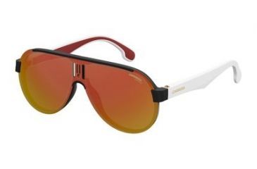 Image of Carrera 1008/S Sunglasses CA1008S-04NL-UZ-9901 - Matte Black/White Frame, Red Mirror Lenses, Lens Diameter 99mm, Distance Between Lenses 1mm