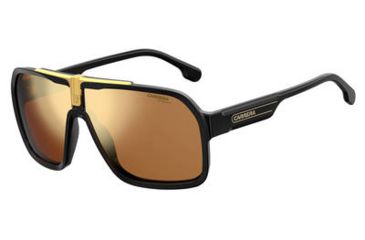 Image of Carrera 1014/S Sunglasses CA1014S-0I46-K1-6410 - Black/Gold Frame, Brown Gold Sp Lenses, Lens Diameter 64mm, Distance Between Lenses 10mm