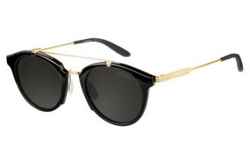 Image of Carrera 126/S Sunglasses CA126S-06UB-NR-4922 - Shiny Black-Gold Frame, Brown Gray Lenses, Lens Diameter 49mm, Distance Between Lenses 22mm