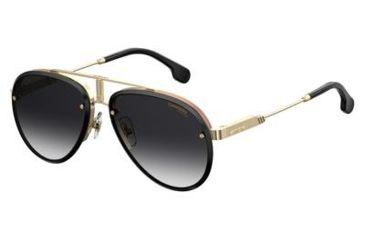 Image of Carrera Glory Sunglasses GLORYS-0RHL-9O-5817 - Gold / Black Frame, Dark Gray Gradient Lenses, Lens Diameter 58mm, Distance Between Lenses 17mm