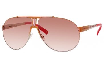 Image of Carrera Panamerika 1/P/S Sunglasses PANAM1PS-0KYA-F5-6511 - Shiny Coral Smoke Frame, Rose Smoke Mirror Lenses, Lens Diameter 65mm, Distance Between Lenses 11mm