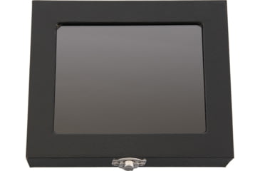 Image of Carry All Small Display Case w/ Black Pressboard, 6 1/8in X 5 1/8in X 1 1/2in, Black Pressboard Construction w/ Hinged Plexiglass Lid, Fiberfill Insert w/ Black Velveteen Cover, PO231-S / AC177