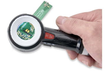 Image of Carson 11.5x LED/UV Lighted Measureloupe w/Protective Storage Case, Black, CP-45