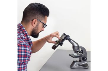 Image of Carson 40x-499x Table Top Microscope w/Universal Smartphone Adapter for Microscopes, Black/Gray, MS-040SP