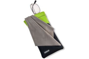 Image of Carson Eyeglass Pouch w/Built-in Microfiber Cloth, Grey/Green, 6.7x7.6in, EC-10GYGR