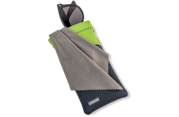 Image of Carson Eyeglass Pouch w/Built-in Microfiber Cloth, Grey/Green, 6.7x7.6in, EC-10GYGR