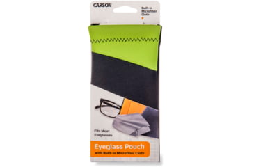 Image of Carson Eyeglass Pouch w/Built-in Microfiber Cloth, Grey/Green, 6.7x7.6in, EC-10GYGR