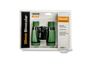 Image of Carson Hawk 5x30mm Roof Prism Ultra Deluxe Kid's Binoculars, Matte, Green, HU-530