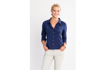 Image of Carve Designs Anderson Button Down - Women's-Indigo-Small