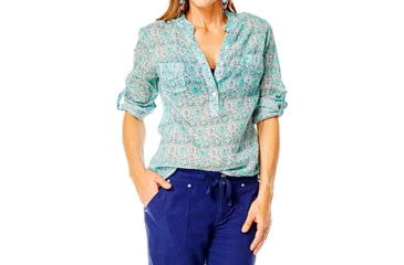 Image of Carve Designs Dylan Gauze Shirt - Women's-Blue Lagoon-Medium