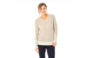 Image of Carve Designs Maxwell V-Neck Sweater - Women's-Camel/Sherpa-Large, SWBT92-795-LG