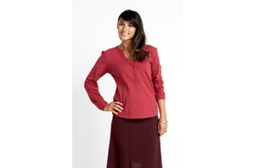 Image of Carve Designs Newport Long Sleeve Shirt - Women's-Pomegranate-X-Small