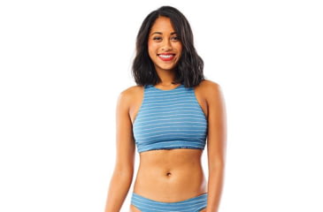 Image of Carve Designs Sanitas Reversible Top, Water Stripe / Indigo Paisley, LG, BTGA35-977-LG