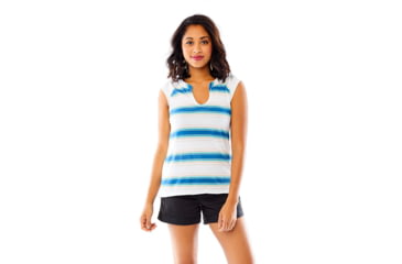 Image of Carve Designs Serpico Henley Top, Womens, Playa Stripe, XS, TTAL72-407-XS