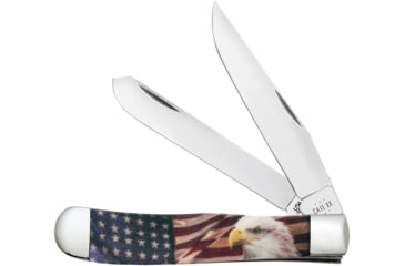 Image of Case Patriot Trapper Folding Knife, 3.24/3.27in, Tru-Sharp SS, Clip Point Blade, Red/White/Blue Handle, 10647