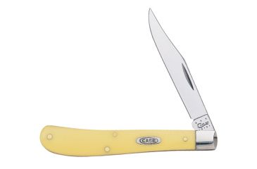 Image of Case 31048 CV Yellow Synthetic Barehead Slimline Trapper  Clip BladeFolding Knife, Yellow Synthetic Handle, 4 1/8 00031