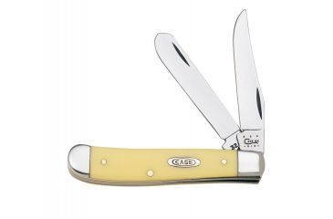 Image of Case 3207 CV Yellow Synthetic Mini Trapper  Clip and Spey BladesFolding Knife., Yellow Synthetic  Handle, 3.5 00029