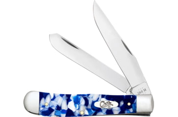 Image of Case Trapper 2 Blades Folding Knife, 3.25in, 3.27in, Tru-Sharp Stainless Steel, Spey, Clip Point, Blue Crackle Kirinite Handle, 50720
