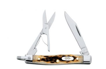 Image of Case 6233RSC SS Amber Bone Small Pen, Pen Blade and Scissors with Bail 00258