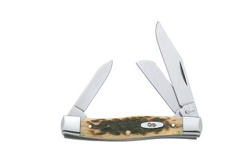 Image of Case 63032 CV Amber Medium Stockman  Clip, Sheepfoot and Pen BladesFolding Knife, Amber Bone CV Handle, 3 5/8 00079