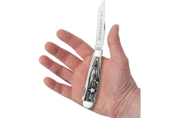 Image of Case Air Force Trapper Folding Knife w/ Blade Etching, 4.13in Closed, Mirror Clip/Spey Blades, Natural Smooth Bone Handle, 32406