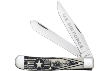 Image of Case Air Force Trapper Folding Knife w/ Blade Etching, 4.13in Closed, Mirror Clip/Spey Blades, Natural Smooth Bone Handle, 32406