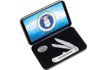 Image of Case Air Force Trapper Folding Knife, 4.13in Closed, Mirror Clip/Spey Blades, Natural Smooth Bone Handle, 32404