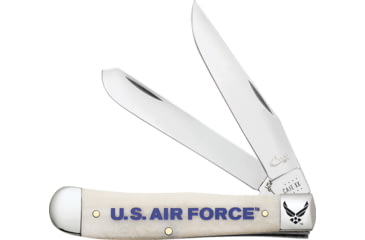 Image of Case Air Force Trapper Folding Knife, 4.13in Closed, Mirror Clip/Spey Blades, Natural Smooth Bone Handle, 32404