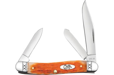 Image of Case Cayenne Bone Stockman Folding Knife, 3.38in Closed, Mirror Clip/Spey/Pen Blades, Cayenne Crandall Jigged Bone Handle, 35812