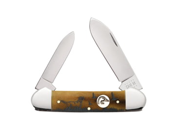 Image of Case Ducks Unlimited Canoe Folding Knife, Satin finish stainless spear and pen blades, Antique smooth bone handle, 7543
