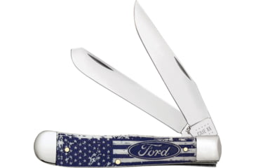 Image of Case Ford Trapper Natural Bone Folding Knife, Mirror finish stainless clip and spey blades, Natural smooth bone handle, 14328