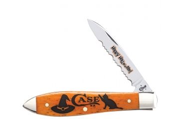 Image of Case Halloween Gift Tin - Embellished Smooth Persimmon Orange Bone Tear Drop Knife, 10573