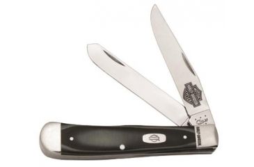 Image of Case Harley-Davidson Trapper Folding Knife 10254 SS w/Silver/Black Layered G-10 Handle,4.125in 52073