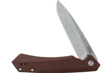 Image of Case Kinzua Folding Knife, 4.75in Closed, S35VN, 3.35in Stonewash Tanto Blade, Brown Smooth Aluminum Handle, 64692