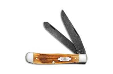 Image of Case Knives Case Knives Trapper Knife 4.1" Burnt Goldenrod Second Cut Bone 6254DAM 52420, Tan, Damascus, adult, BHQ-193063